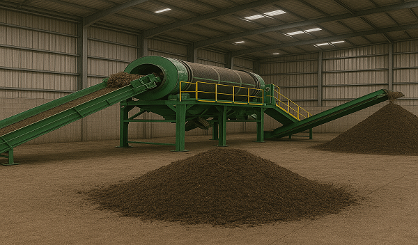 Afino de compost obtenido de biorresiduos recogidos selectivamente en la planta automática de recuperación y compostaje Ecocentral Granada