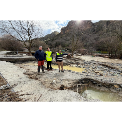 Nueva visita a Quéntar para seguir evaluando los daños en la GR-3201 y en el entorno del río Aguas Blancas