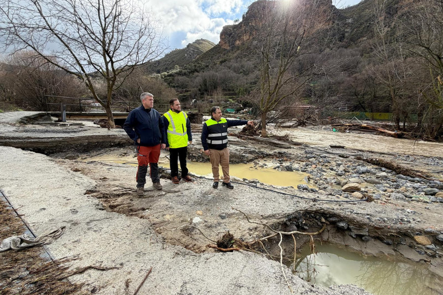 Nueva visita a Quéntar para seguir evaluando los daños en la GR-3201 y en el entorno del río Aguas Blancas