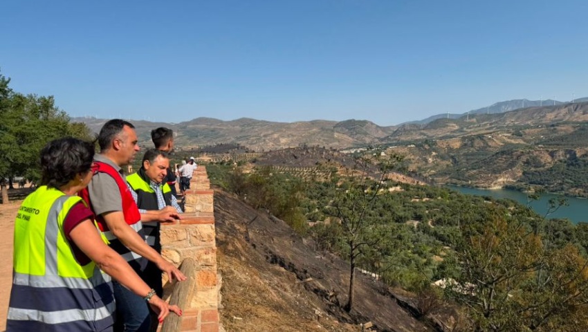 El presidente anuncia una aportación de 30.000 euros para reforzar la red de hidrantes en Pinos del Valle