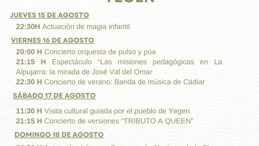 JORNADA CULTURAL DE YEGEN. ALPUJARRA DE LA SIERRA