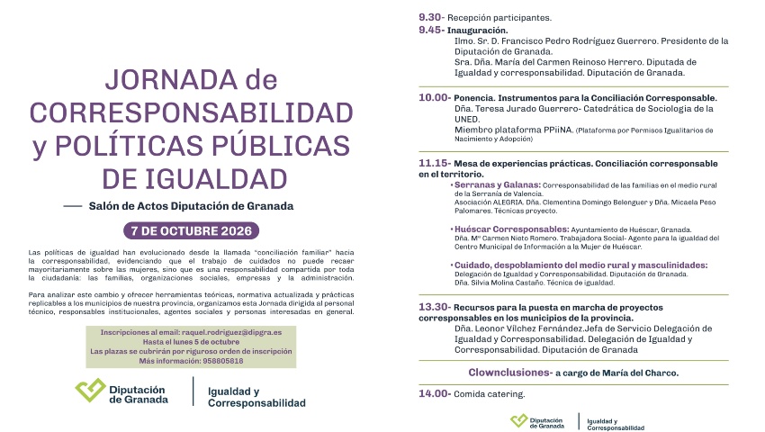 IGUALDAD 2026 JORNADA DE CORRESPONSABILIDAD Y POLÍTICAS PÚBLICAS DE IGUALDAD