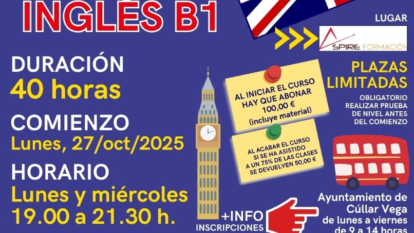 JUVENTUD 2025 Programa 2403 Curso intensivo de preparación B1 de inglés del P.M.J de Cúllar Vega.