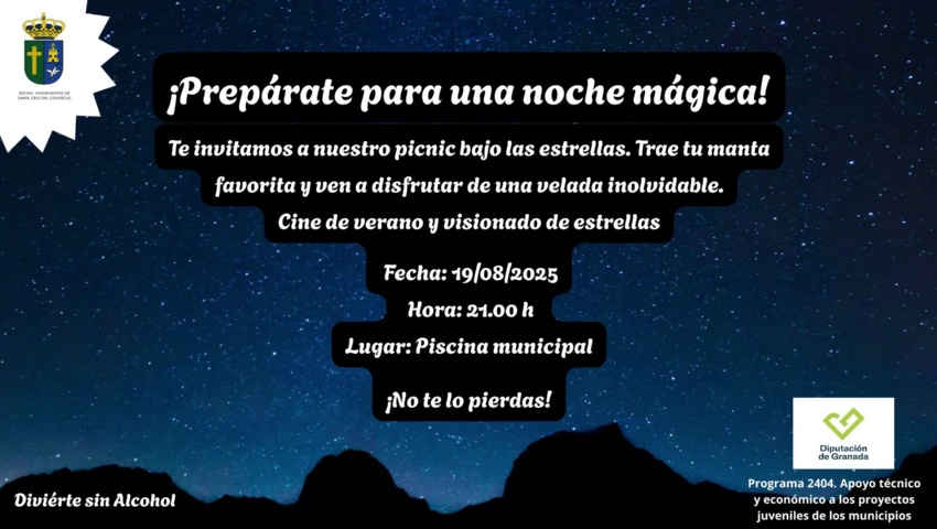 JUVENTUD 2025 PROGRAMA 2404 NOCHE DE CINE Y ESTRELLAS EN SANTA CRUZ DEL COMERCIO.
