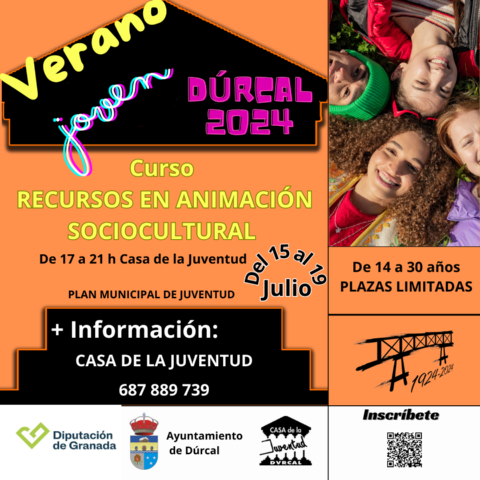 JUVENTUD 2024. PROGRAMA 2403 CURSO DE FORMACIÓN DE RECURSOS DE ANIMACION SOCIOCULTURAL (DÚRCAL)