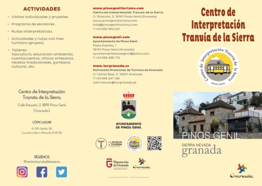 Cartel Centro de Interpretación tranvia de la sierra Pinos Genil Actividades