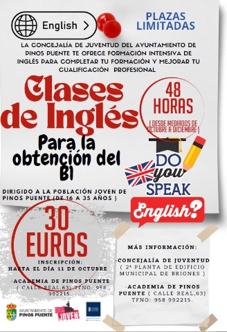 JUVENTUD 2024 PROGRAMA 2404 CURSO INTENSIVO DE INGLES B1 (PINOS PUENTE)