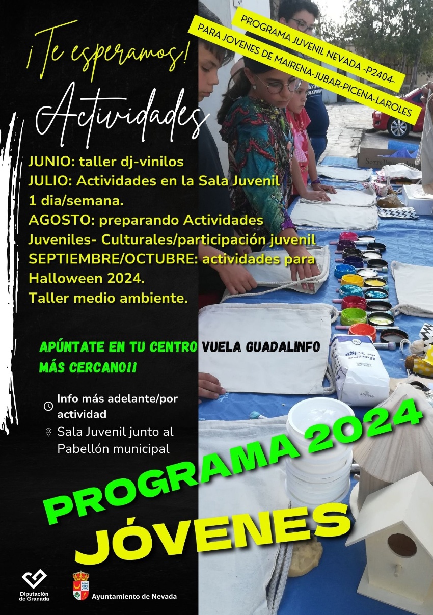 JUVENTUD 2024. PROGRAMA ACTIVIDADES JUVENILES DE MAIRENA, JUBAR, PICENA Y LAROLES