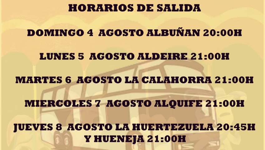 TRANSPORTE: Horario de autobuses desde los municipios participantes TRANSPORTE: Horario de autobuses desde los municipios participantes